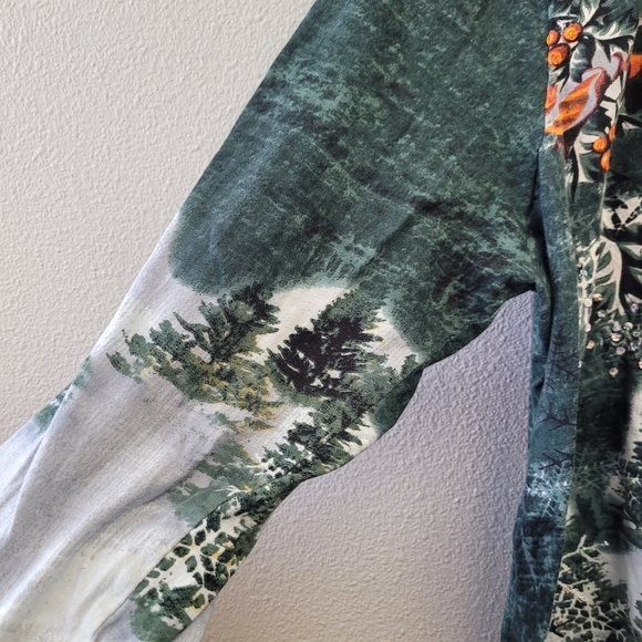 Collections‎ Etc Size XL Holiday Red Cardinal Rhinestone Tunic Top - Picture 5 of 6